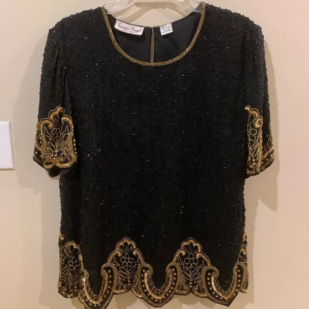 Vintage LAURENCE KAZAR LSequin Beaded Blouse - Picture 1 of 12